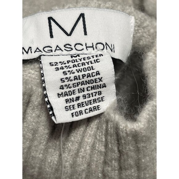 Magaschoni Alpaca Blend Turtleneck Sweater Womens M Pale Grey Ribbed Knit Cozy - Picture 5 of 8